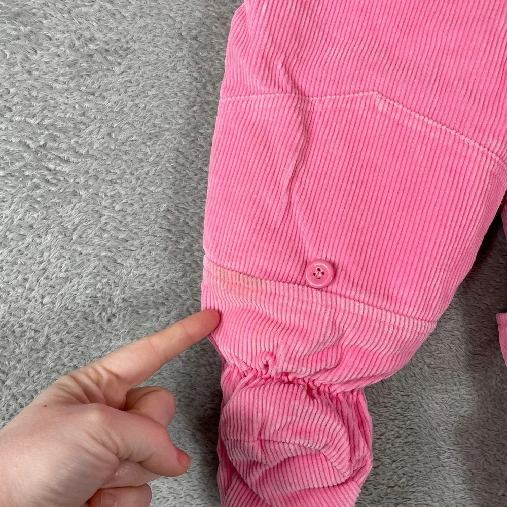 OshKosh Corduroy Snowsuit Baby 12M Pink Floral Hooded Bunting Vintage‎ 90s